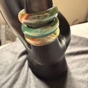 Stylish Multicolor Jade Ring Set size 7